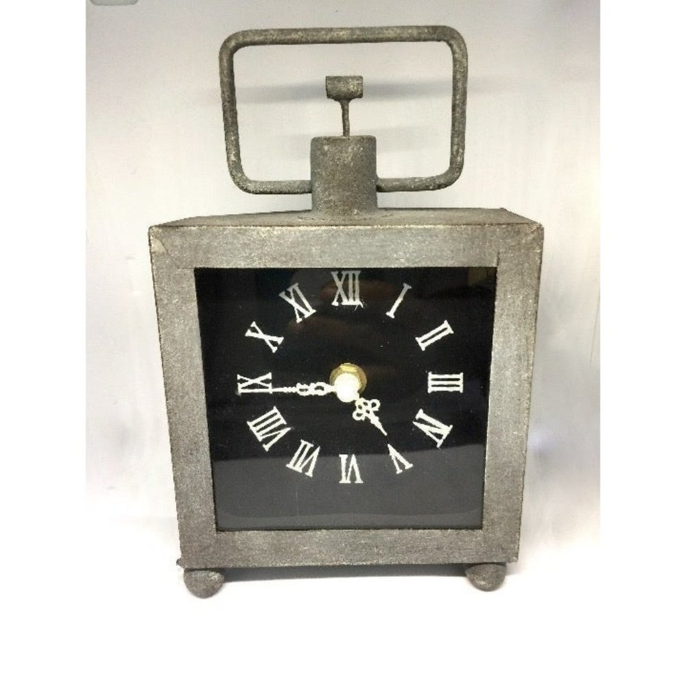 Vintage Gray Metal Standing Clock